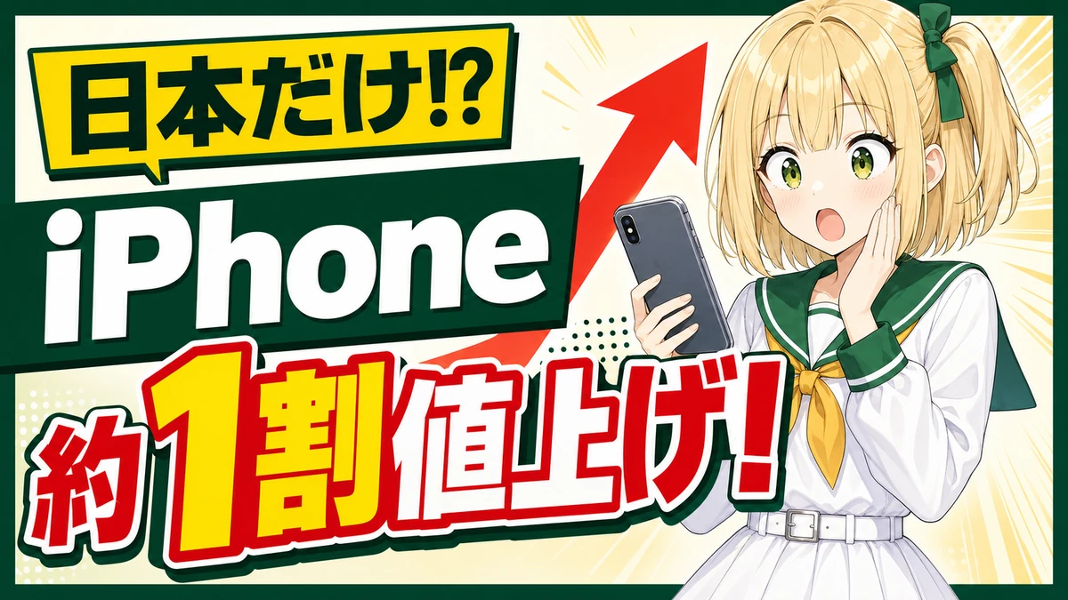 スマートフォンを手にして国内価格の上昇に驚く通常衣装のゆずふかちゃん